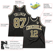 Custom Black Cream Pinstripe Camo-Cream Authentic Basketball Jersey