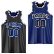 Custom Reversible Black Royal-White Double Side Basketball Jersey