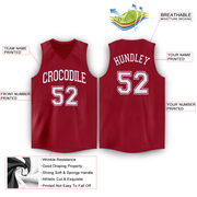 Custom Maroon White V-Neck Basketball Jersey