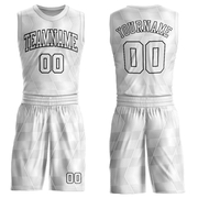 Custom Gray White-Black Round Neck Sublimation Basketball Suit Jersey