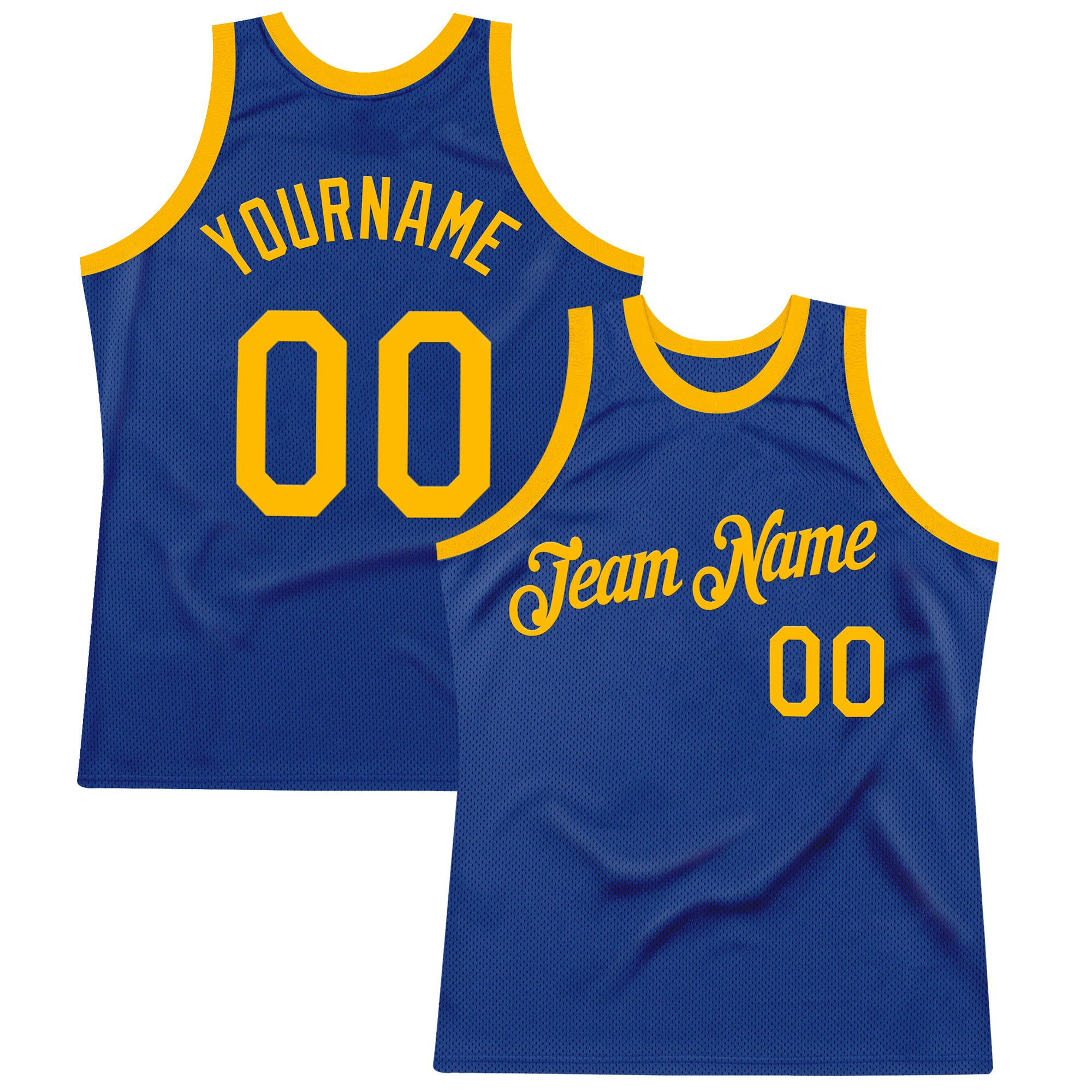 Custom Royal Gold Authentic Throwback Basketball Jersey