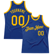 Custom Royal Gold Authentic Throwback Basketball Jersey