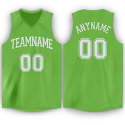 Custom Neon Green White V-Neck Basketball Jersey