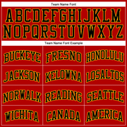 Custom Red Black Pinstripe Gold-Black Authentic Basketball Jersey