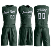 Custom Hunter Green White Round Neck Suit Basketball Jersey