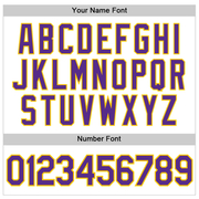 Custom White Purple Pinstripe Purple-Gold Authentic Basketball Jersey