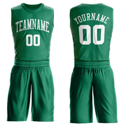 Custom Kelly Green White Round Neck Suit Basketball Jersey