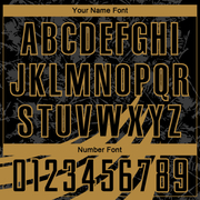 Custom Black Old Gold Wind Shapes Round Neck Sublimation Basketball Suit Jersey