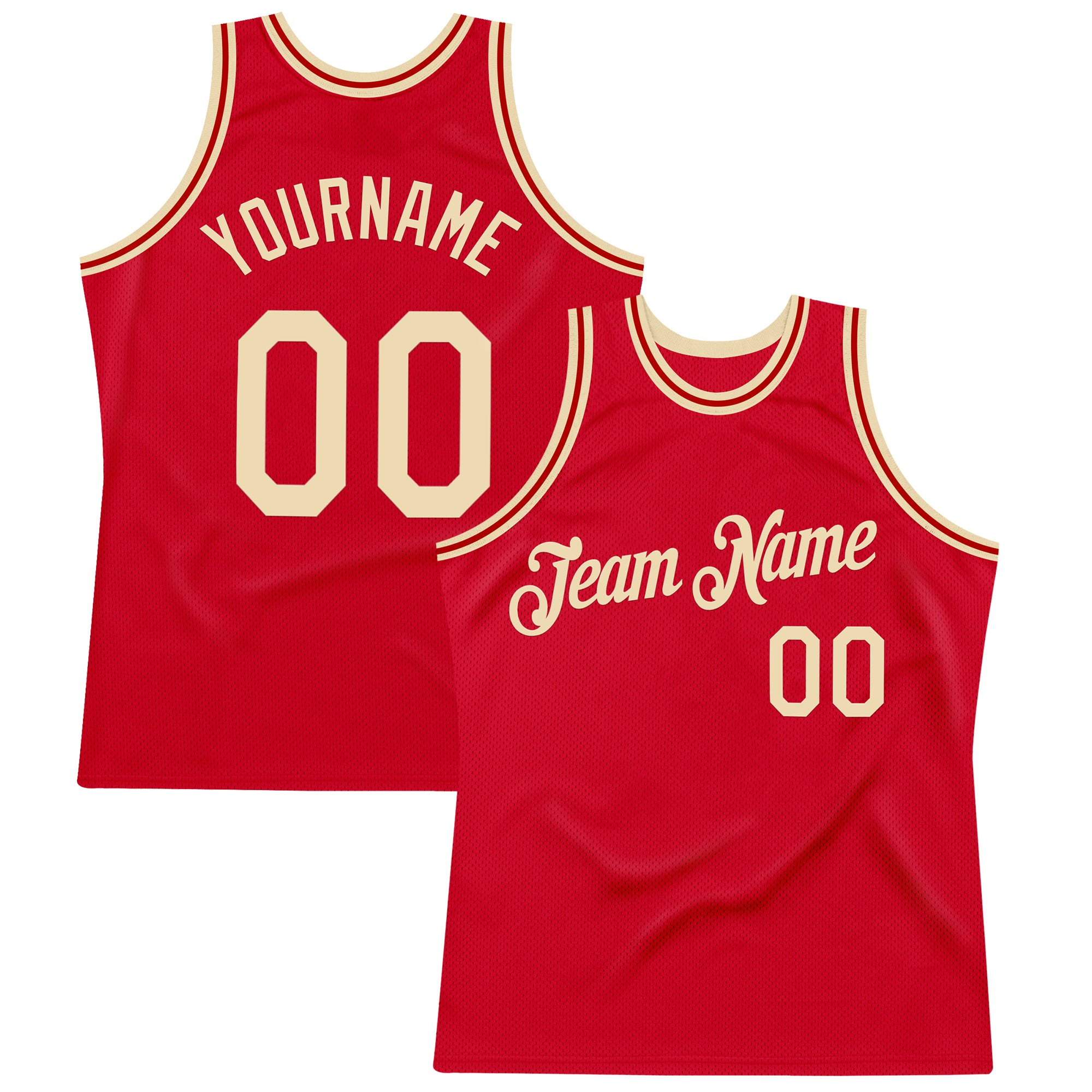 Custom Red Cream Authentic Throwback Basketball Jersey