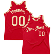 Custom Red Cream Authentic Throwback Basketball Jersey
