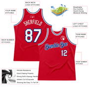 Custom Red White-Royal Authentic Throwback Basketball Jersey