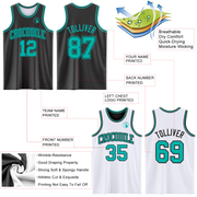 Custom Reversible Black Aqua Double Side Basketball Jersey