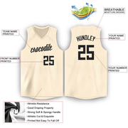 Custom Cream Black V-Neck Basketball Jersey