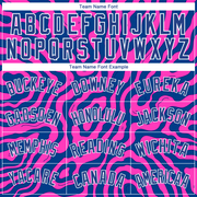 Custom Deep Pink Royal-White 3D Pattern Design Abstract Psychedelic Liquid Wave Authentic Basketball Jersey