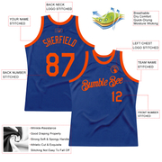 Custom Royal Orange Authentic Throwback Basketball Jersey