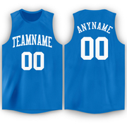 Custom Blue White Round Neck Basketball Jersey