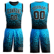 Custom Blue Black-White Round Neck Sublimation Basketball Suit Jersey