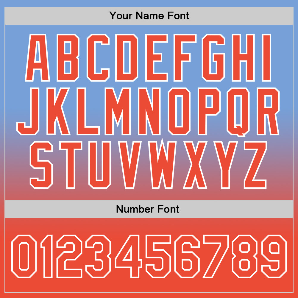 Custom Light Blue Orange-White Authentic Fade Fashion Basketball Jersey