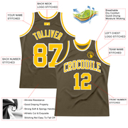 Custom Olive Gold-White Authentic Throwback Salute To Service  Basketball Jersey