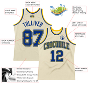 Custom Cream Royal-Gold Authentic Throwback Basketball Jersey