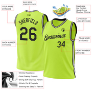 Custom Neon Green Black-White Authentic Throwback Basketball Jersey