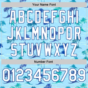 Custom Light Blue White-Royal 3D Pattern Hawaii Palm Trees Authentic Basketball Jersey