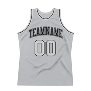 Custom Gray Gray-Black Authentic Throwback Basketball Jersey