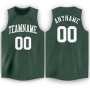 Custom Hunter Green White Round Neck Basketball Jersey