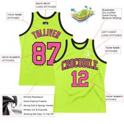 Custom Neon Green Pink-Black Authentic Throwback Basketball Jersey
