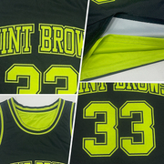 Custom Reversible Black Neon Yellow Double Side Basketball Jersey