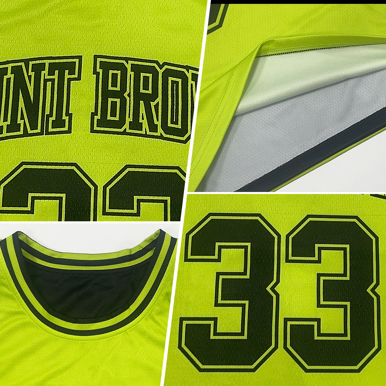 Custom Reversible Black Neon Yellow Double Side Basketball Jersey