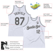 Custom White Steel Gray-Gray Authentic Throwback Basketball Jersey