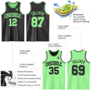 Custom Reversible Black Pea Green Double Side Basketball Jersey