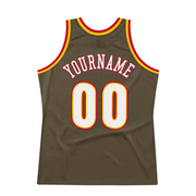 Custom Olive White-Red Authentic Throwback Salute To Service Basketball Jersey