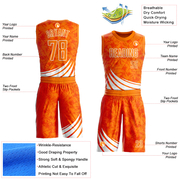 Custom Bay Orange White Wind Shapes Round Neck Sublimation Basketball Suit Jersey