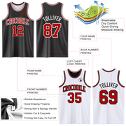 Custom Reversible Black Red-White Double Side Basketball Jersey