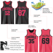 Custom Reversible Black Neon Pink Double Side Basketball Jersey