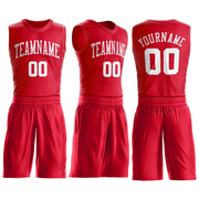 Custom Red White Round Neck Suit Basketball Jersey