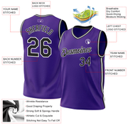 Custom Purple Black-White Authentic Throwback Basketball Jersey
