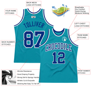 Custom Teal Royal-White Authentic Throwback Basketball Jersey