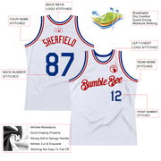 Custom White Royal-Red Authentic Throwback Basketball Jersey
