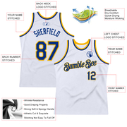 Custom White Royal-Gold Authentic Throwback Basketball Jersey