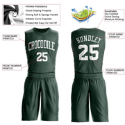 Custom Hunter Green White Round Neck Suit Basketball Jersey
