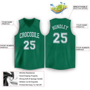 Custom Kelly Green White V-Neck Basketball Jersey