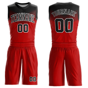 Custom Red Black-White Round Neck Sublimation Basketball Suit Jersey