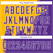 Custom Gold Purple-White 3D Pattern Design Abstract Grunge Halftone Art Authentic Basketball Jersey