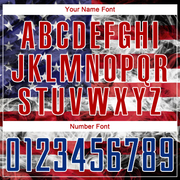 Custom White Royal-Red American Flag Fashion Round Neck Sublimation Basketball Suit Jersey