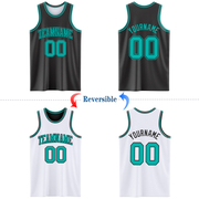 Custom Reversible Black Aqua Double Side Basketball Jersey