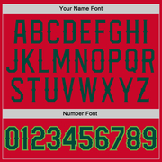 Custom Red Hunter Green-Neon Green Authentic Throwback Basketball Jersey