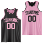 Custom Reversible Black Light Pink Double Side Basketball Jersey